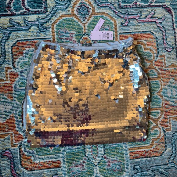 Silver Sequin Mini Skirt Wild Fable Size Medium - Picture 3 of 3